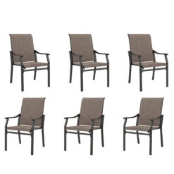 Patio 2-Piece Textliene Fixed Chair For Dining Garden PHI VILLA -Phi Villa 6 Piece Textliene Fixed Chair for Dining Garden