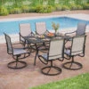 7-Piece Outdoor Dining Set With Textilene Swivel Chairs For Garden,Deck PHI VILLA -Phi Villa 6 Seat Patio Dining Set with Textilene Chairs Grey