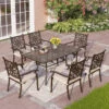 7-Pcs Patio Dining Set Of Cast Aluminum Chairs And Rectangle Table-Phi Villa -Phi Villa 6 seat Cast Aluminum Patio Dining Set with Fixed Chair