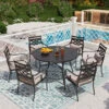 7-Piece Round Table Patio Dining Set Of Steel Fixed Chairs With Cushion And Pillow-Phi Villa -Phi Villa 6 seat elegant iron art fixed chairs round tabledining set