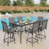 7-Piece Patio Bar Set With 6 Bar Stools For Poolside, Graden PH VILLA -Phi Villa 6 seat grey sling fabric highstools dining set