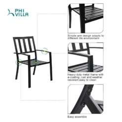 PHI VILLA 7-Piece Patio Dining Set 6 Stackable Chairs And Rectangle Table -Phi Villa 612Vf2peMRL. SL1001 02beb4fe fe71 4369 86f5 b706494f537e