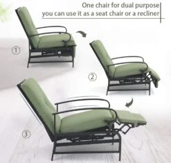PHI VILLA Patio Lounge Chair Adjustable Metal Relaxing Recliner -Phi Villa 61EDW2tAOQL. AC SL1001 07cd15a5 f5e5 45b9 836c 89a50b7a3232
