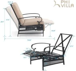 PHI VILLA Patio Lounge Chair Adjustable Metal Relaxing Recliner -Phi Villa 61H27BLoBnL. AC SL1001 13a53ddc 4ebd 4ea1 a61f 7fe7ee133e9e