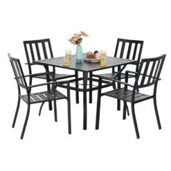 Classic 5-Piece Patio Dining Set For Garden Backyard PHI VILLA -Phi Villa 61Jm39SCMTL. SL1000