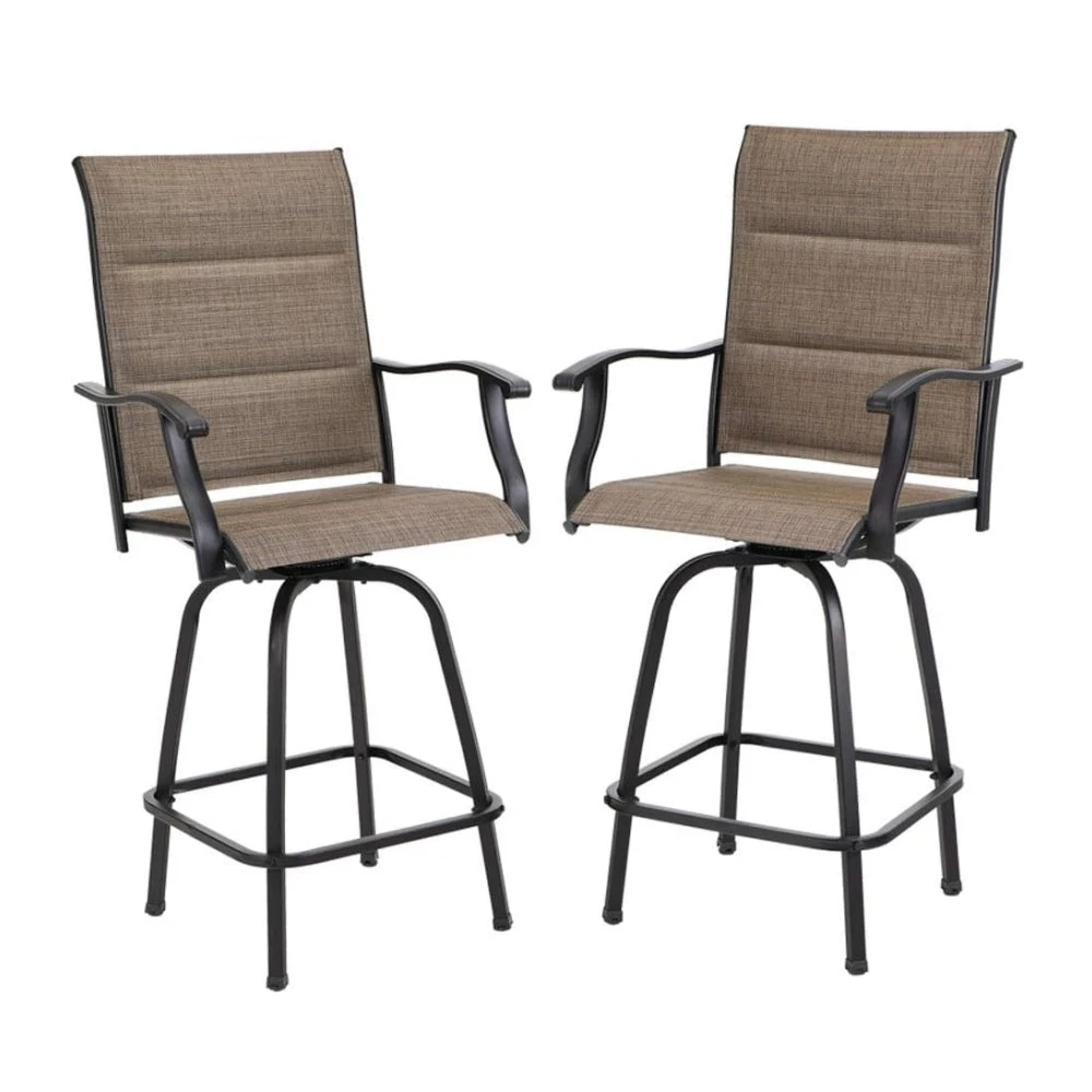 Outdoor Upgraded Padded Textilene All-Weather Swivel Bar Stools With Arms PHI VILLA 19 Outdoor Upgraded Padded Textilene All-Weather Swivel Bar Stools With Arms PHI VILLA - Image 17