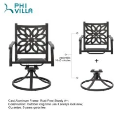 PHI VILLA Cast Aluminum Patio Dining Chairs -Phi Villa 61lSoaF1b7L fe2212c4 25da 4123 8100 d949a8e51d14