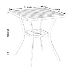 Phi Villa 31" Patio Square Bar Table With Umbrella Hole -Phi Villa 61wG2A4O8oL