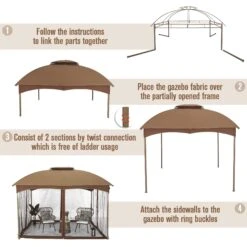 PHI VILLA Patio Double Vent Gazebo Outdoor Canopy With Privacy Netting -Phi Villa 6 1b977b34 bf6d 405e 9383 673cb11cd394
