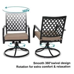 PHI VILLA 7-Piece Outdoor Patio Dining Set With Steel Panel Table And 6 Swivel Chairs -Phi Villa 6 2b0cc1be c767 40a7 ba46 1cd9df0c7d27