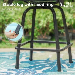 Phi Villa 3-Pcs Patio High Bar Set-Gray Textilene Swivel Stools & Sea Stone Tabletop Design -Phi Villa 6 f314b155 94dd 4c9f aed1 d1ac21624f39