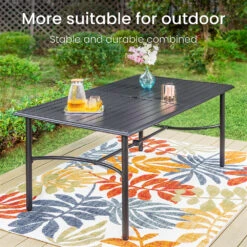 PHI VILLA 7-Piece Patio Dining Set Textilene Swivel Chairs & Steel Rectangle Table -Phi Villa 6 fc0c8f56 d5d8 4ca5 9884 2cac37abc169