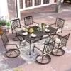 7-Piece Outdoor Patio Dining Set 6 Swivel Chairs And Rectangle Steel Table PHI VILLA -Phi Villa 7 Piece Outdoor Patio Dining Set 6 Swivel Chairs and Rectangle Steel Table PHI VILLA 102