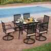 PHI VILLA 7-Piece Outdoor Patio Dining Set With Steel Panel Table And 6 Swivel Chairs -Phi Villa 7 Piece Outdoor Patio Dining Set With Steel Panel Table and 6 Swivel Chairs 2 027d66fd 4993 4e7e 961e 680ffa220950