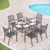 7-Piece Patio Dining Set With Stackable Chairs For Balcony, Porch PHI VILLA -Phi Villa 7 Piece Outdoor Patio Dining Set with 6 Stackable Chairs and Steel Rectangle Table PHI VILLA S7 402 0000