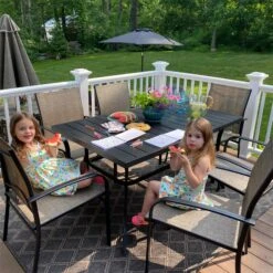 7-Piece Outdoor Textilene Dining Set For Deck, Garden PHI VILLA