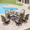 7-Piece Outdoor Dining Set With Rattan Swivel Chairs For Backyard PHI VILLA
