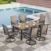 PHI VILLA 7-Piece Patio Dining Set Textilene Swivel Chairs & Steel Rectangle Table -Phi Villa 7 Piece Patio Dining Set With Rectangle Table and 6 Textilene Swivel Chairs