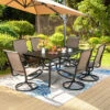 7-Piece Patio Dining Set With Textilene Swivel Chairs For Garden,Deck PHI VILLA -Phi Villa 7 Piece Patio Dining Set With Rectangle Table and 6 Textilene Swivel Chairs 2