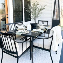 PHI VILLA 7-Piece Patio Dining Set With Rectangle Table & 6 Fashionable Dining Chairs