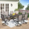 7-Piece Patio Dining Set With Swivel Chairs For Backyard PHI VILLA -Phi Villa 7 pcs textilene chair patio dining set