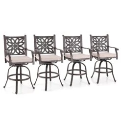 Antique Cast Aluminum Patio Pub Height Rust-free Swivel Bar Stools Set PHI VILLA -Phi Villa 71AA b uVVL. AC SL1500