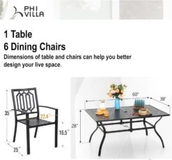 7-Piece Stackable Patio Dining Set For Balcony, Deck PHI VILLA -Phi Villa 71IjEi3Uz8L. AC SL1500
