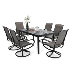 7/9-Piece Patio Dining Set With Extendable Table & Upgraded Padded Swivel Chairs PHI VILLA -Phi Villa 71NZaUBD0oL. AC SL1500