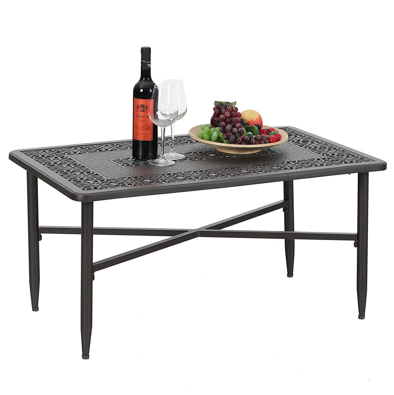 PHI VILLA Cast Aluminum Outdoor Patio Retro Tea Table 4 PHI VILLA Cast Aluminum Outdoor Patio Retro Tea Table - Image 2