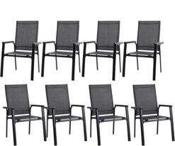 PHI VILLA Outdoor Aluminum Stackable Textilene Sling Chairs -Phi Villa 71Sc4SbTfeL. AC SX679