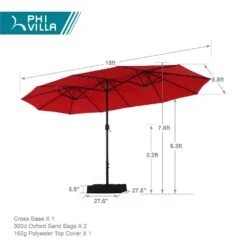 PHI VILLA 15ft 11-Color Double-Sided Patio Extra Large Twin Umbrella -Phi Villa 71UvwY m1iL