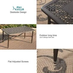 PHI VILLA Cast Aluminum Outdoor Patio Retro Tea Table 12 PHI VILLA Cast Aluminum Outdoor Patio Retro Tea Table -Phi Villa 71Xs8IsYYEL. SX679