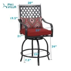 Outdoor Bohemian Swivel Bar Stools Set For Garden, Bar-PHI VILLA -Phi Villa 7 00e70863 30d6 449d 8066 ac691577d2d3