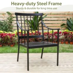 PHI VILLA Steel Fixed Patio Outdoor Dining Chairs Set -Phi Villa 7 a70f874a c955 45a4 91eb eff2571656b8
