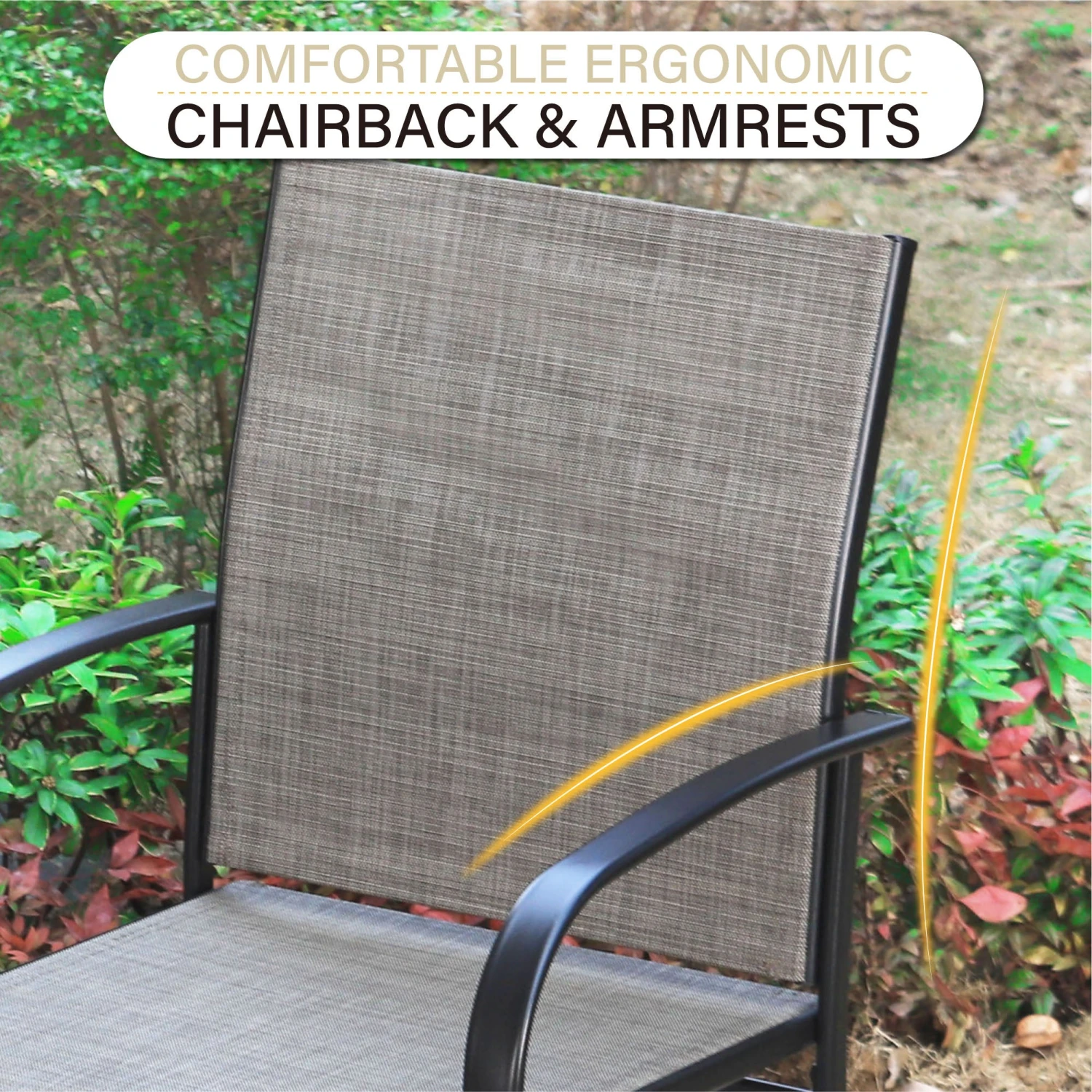 PHI VILLA 7 PCS Outdoor Dining Set 6 Textilene Fixed Chairs & Adjustable Table 5 PHI VILLA 7 PCS Outdoor Dining Set 6 Textilene Fixed Chairs & Adjustable Table - Image 3