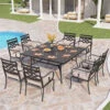 9-Pcs Patio Dining Set With 60" Large Square Table And For Yard PHI VILLA