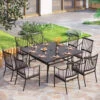 Phi Villa 9-Pcs Patio Dining Set With 60" Square Table And Fashionable Steel Chairs -Phi Villa 8 seat steel chair patio dining set