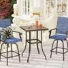 3-Piece Patio Bistro Set Of Blue Textilene Swivel Bar Stools PHI VILLA -Phi Villa 81BYjsyD5mL. AC SL1500