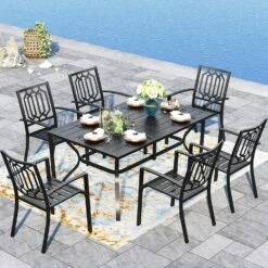 7-Piece Stackable Patio Dining Set For Balcony, Deck PHI VILLA