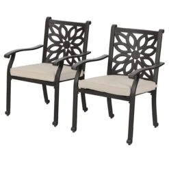 PHI VILLA Cast Aluminum Patio Dining Chairs -Phi Villa 81OsV6SVm6L 319a7532 e92d 4b3e 888e cdbe413edd2c