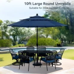 PHI VILLA 10ft 3 Tier Auto-tilt Patio Umbrella Outdoor Double Vented Umbrella -Phi Villa 8 3x 100