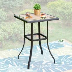 PHI VILLA Patio Bar Height Table With Wood-Like Tabletop & Metal Frame -Phi Villa 8 79efdce1 1279 417b 83f9 efbee8c38ab4