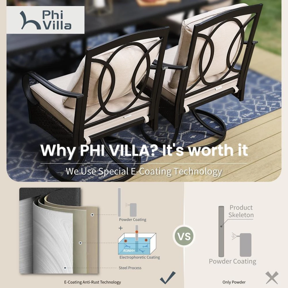 Outdoor Rattan Swivel Dining Chairs For Graden, Balcony PHI VILLA 19 Outdoor Rattan Swivel Dining Chairs For Graden, Balcony PHI VILLA - Image 17