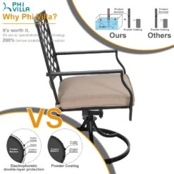 7-Piece Outdoor Patio Dining Set 6 Swivel Chairs And Rectangle Steel Table PHI VILLA -Phi Villa 9 01 560e17b7 a6f8 4371 b255 3af49efcae25