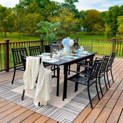 7/ 9-Piece Patio Dining Sets With Extendable Table And Stackable Chairs PHI VILLA