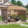 PHI VILLA Patio Double Vent Gazebo Outdoor Canopy With Privacy Netting -Phi Villa 91BlOhyUNTL 1