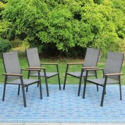 PHI VILLA Outdoor Aluminum Stackable Textilene Sling Chairs -Phi Villa 91fonUT2UYL. AC SX679