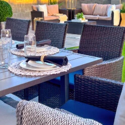 PHI VILLA 7 Piece/ 9 Piece Patio Dining Set With Rattan Cushioned Chairs & Extendable Steel Table -Phi Villa 9 5770f0f5 4d53 4ba8 9d1c 4a005e2dcc51