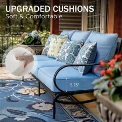 Phi Villa 9-Seater Outdoor Steel Conversation Sofa Sets With Leather Grain Fire Pit Table -Phi Villa A f1f7b13a 1617 476f 9f88 34f42610fe08