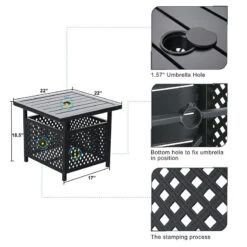 PHI VILLA Outdoor Bistro Side Table With Umbrella Hole -Phi Villa Bistro Table Base Stand Umbrella Hole 2